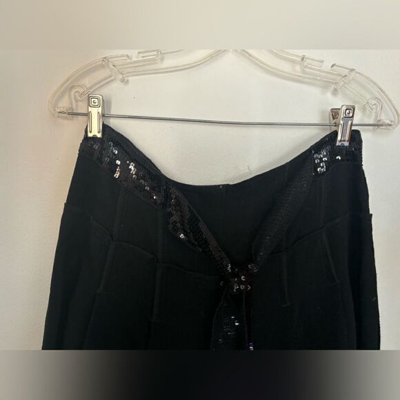 Sonia Rykiel black wide leg wool blend pants with sequin belt size T38 - Picture 3 of 9